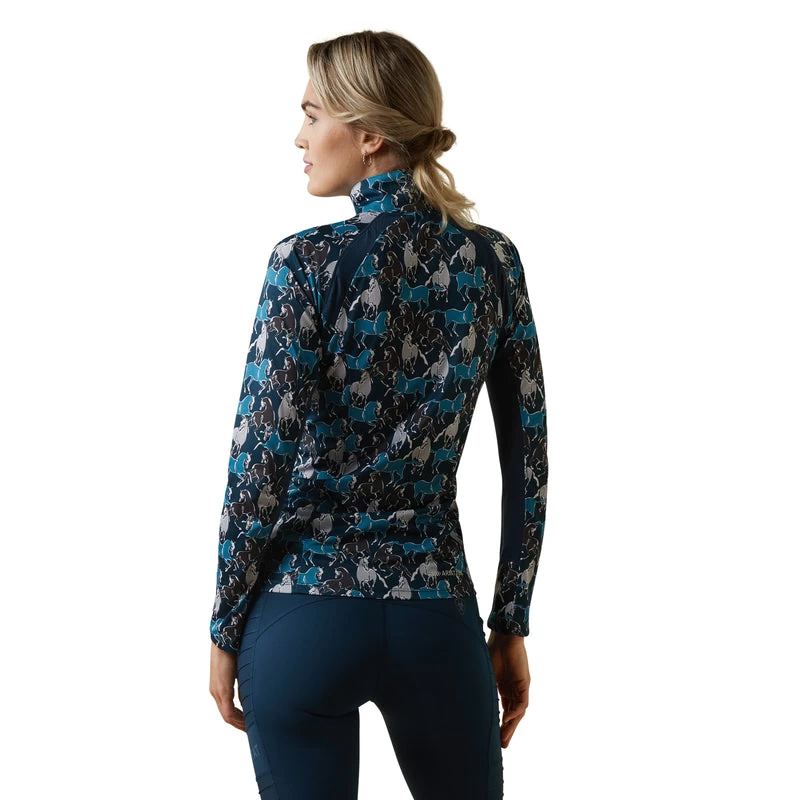 'Ariat' Women's Sunstopper 2.0 1/4 Zip Baselayer - Blue Reflections 6 'Ariat' Women's Sunstopper 2.0 1/4 Zip Baselayer - Blue Reflections - Image 4