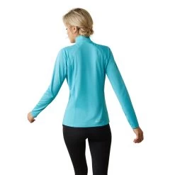 'Ariat' Women's Sunstopper 2.0 1/4 Zip Baselayer - Maui Blue -WinterWanderlust Adventures S23 WMS ENGL 10043594 back 1024x1024@2x