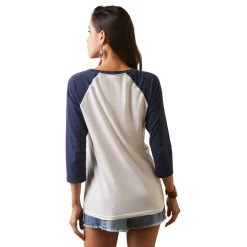 'Ariat' Women's Painted Dreams T Shirt - Coconut Milk / Navy -WinterWanderlust Adventures S23 WMS WEST 10043408 back 1024x1024@2x