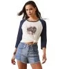'Ariat' Women's Painted Dreams T Shirt - Coconut Milk / Navy -WinterWanderlust Adventures S23 WMS WEST 10043408 front 1024x1024@2x