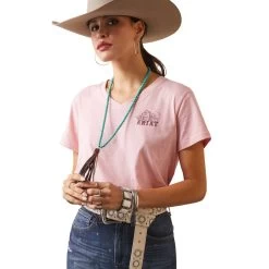 'Ariat' Women's R.E.A.L. Grazin' Tee - Coral Blush -WinterWanderlust Adventures S23 WMS WEST 10043410 front 1024x1024@2x