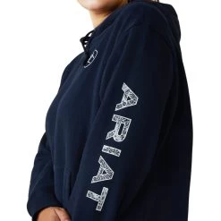 'Ariat' Women's Logo Hoodie - Navy Eclipse -WinterWanderlust Adventures S23 WMS WEST 10043446 detail02 plus 1024x1024@2x
