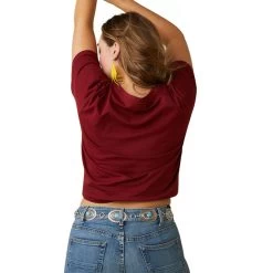 'Ariat' Women's R.E.A.L. Daisy Steer T Shirt - Pomegranite -WinterWanderlust Adventures S23 WMS WEST 10043757 back plus 1024x1024@2x