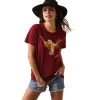 'Ariat' Women's R.E.A.L. Daisy Steer T Shirt - Pomegranite