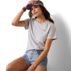 'Ariat' Women's R.E.A.L. Cool Cow Tee - Light Heather Grey -WinterWanderlust Adventures S23 WMS WEST 10043811 front 1024x1024@2x