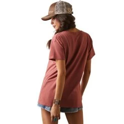 'Ariat' Women's Farm Hair T Shirt - Red Clay Heather -WinterWanderlust Adventures S23 WMS WEST 10044613 back 1024x1024@2x