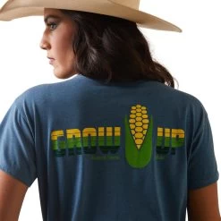'Ariat' Women's Grow Up Tee - Steel Blue Heather -WinterWanderlust Adventures S23 WMS WEST 10044616 detail02 1024x1024@2x