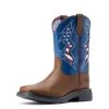'Ariat' Youth 9" WorkHog XT VentTek Western Square Toe - Brown / Blue -WinterWanderlust Adventures S23 YTH WEST 10044436 3 4 front 1024x1024@2x