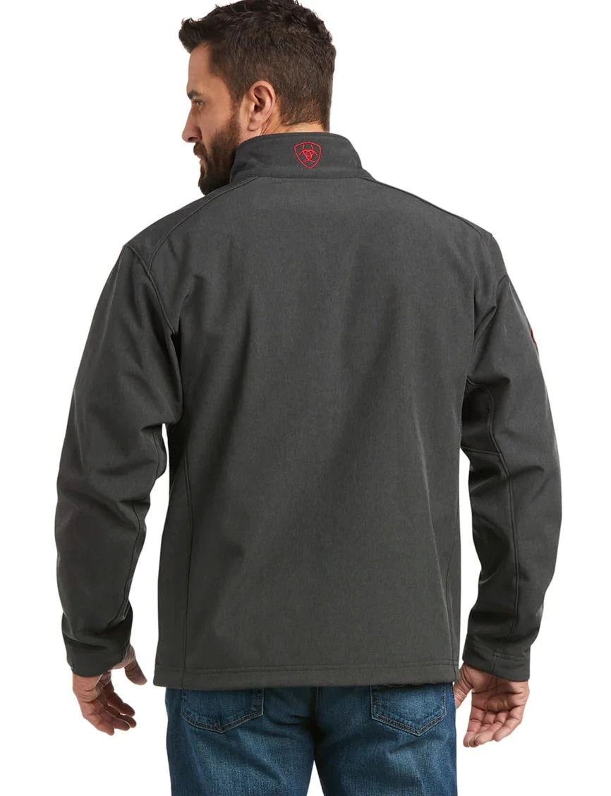 'Ariat' Men's Logo 2.0 Softshell Jacket - Charcoal / Americana 5 'Ariat' Men's Logo 2.0 Softshell Jacket - Charcoal / Americana - Image 3