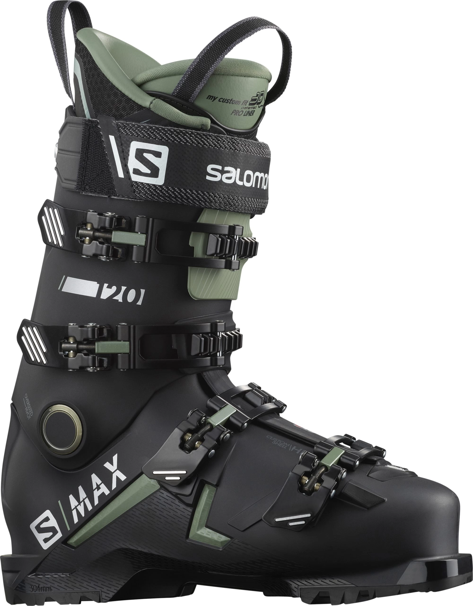 Salomon S/Max 120 GW Snow Ski Boots - Black/Oil Green/Silver